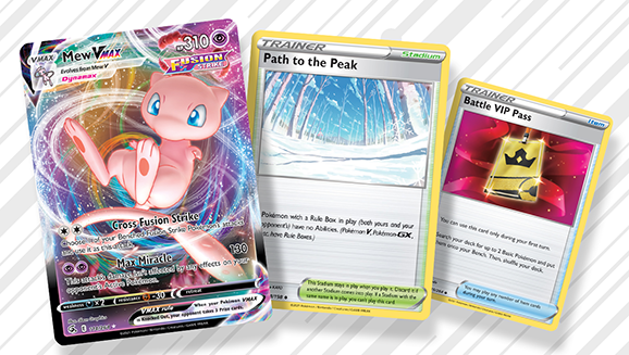 Mew VMax, Path to the Peak, and Battle VIP Pass, three popular cards that are being rotated out as of this new Standard Format