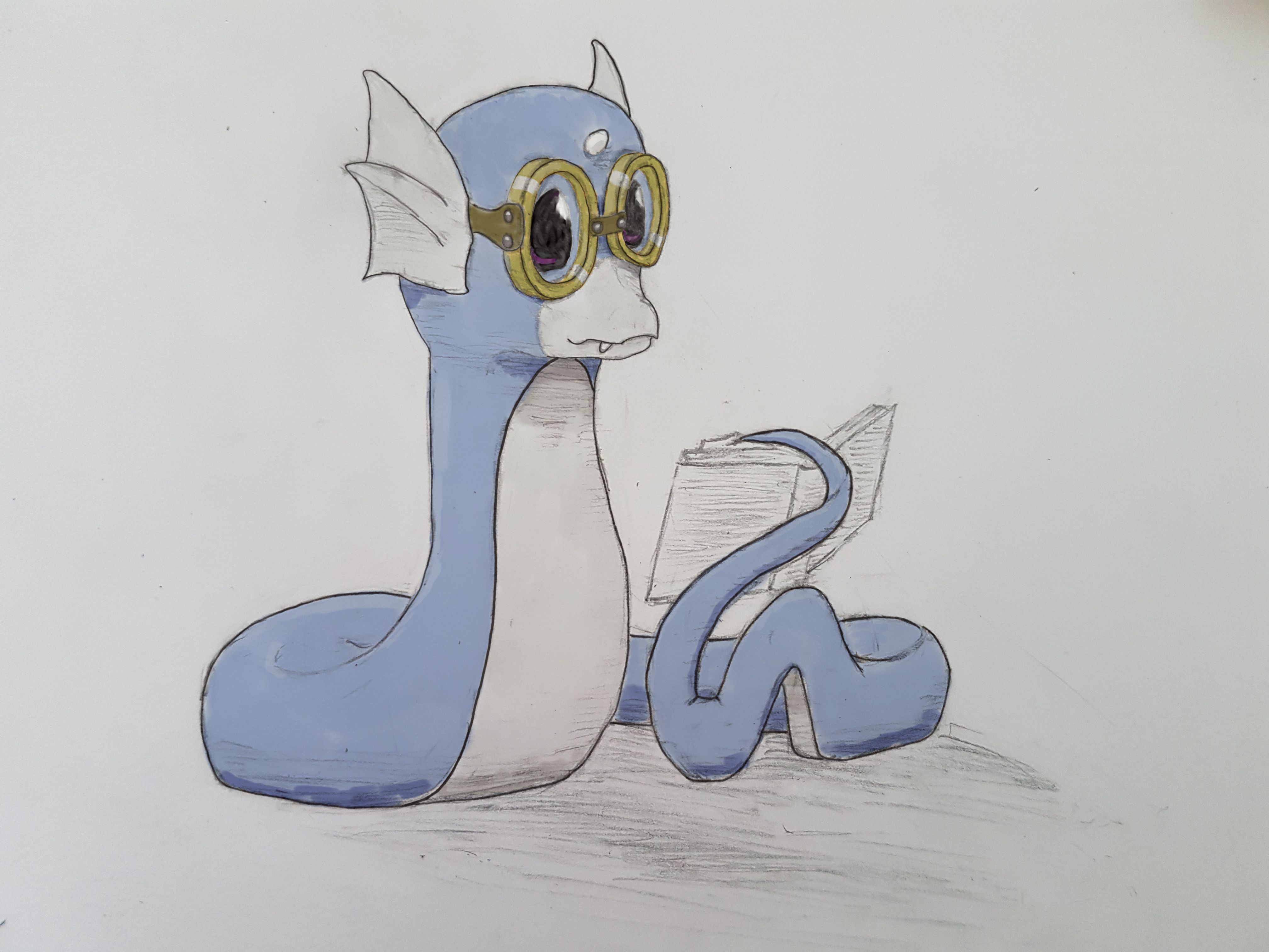 <Image of a Dratini reading a book>