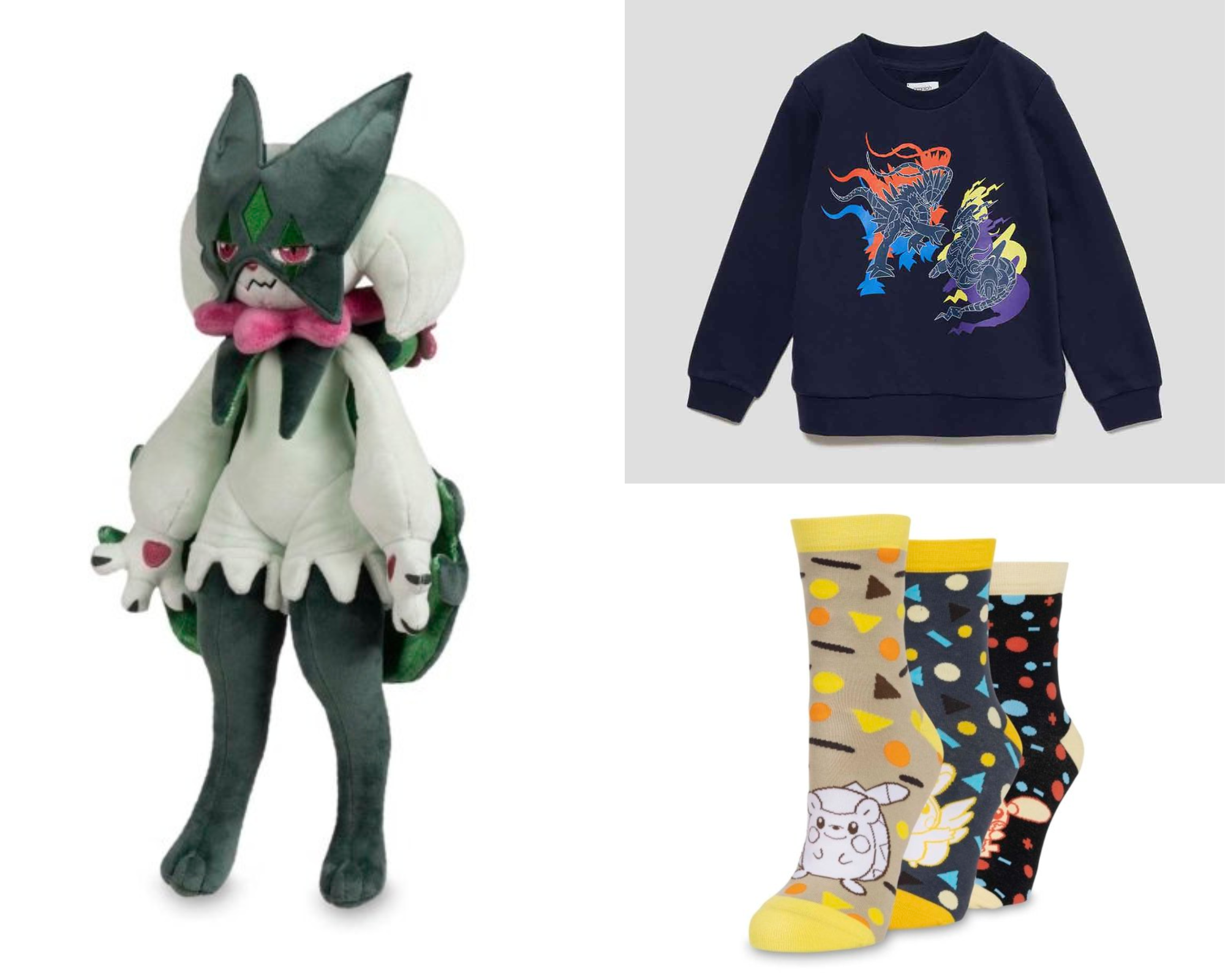 Meowscarada, Ground-type socks, and kid's Graniph sweatshirt