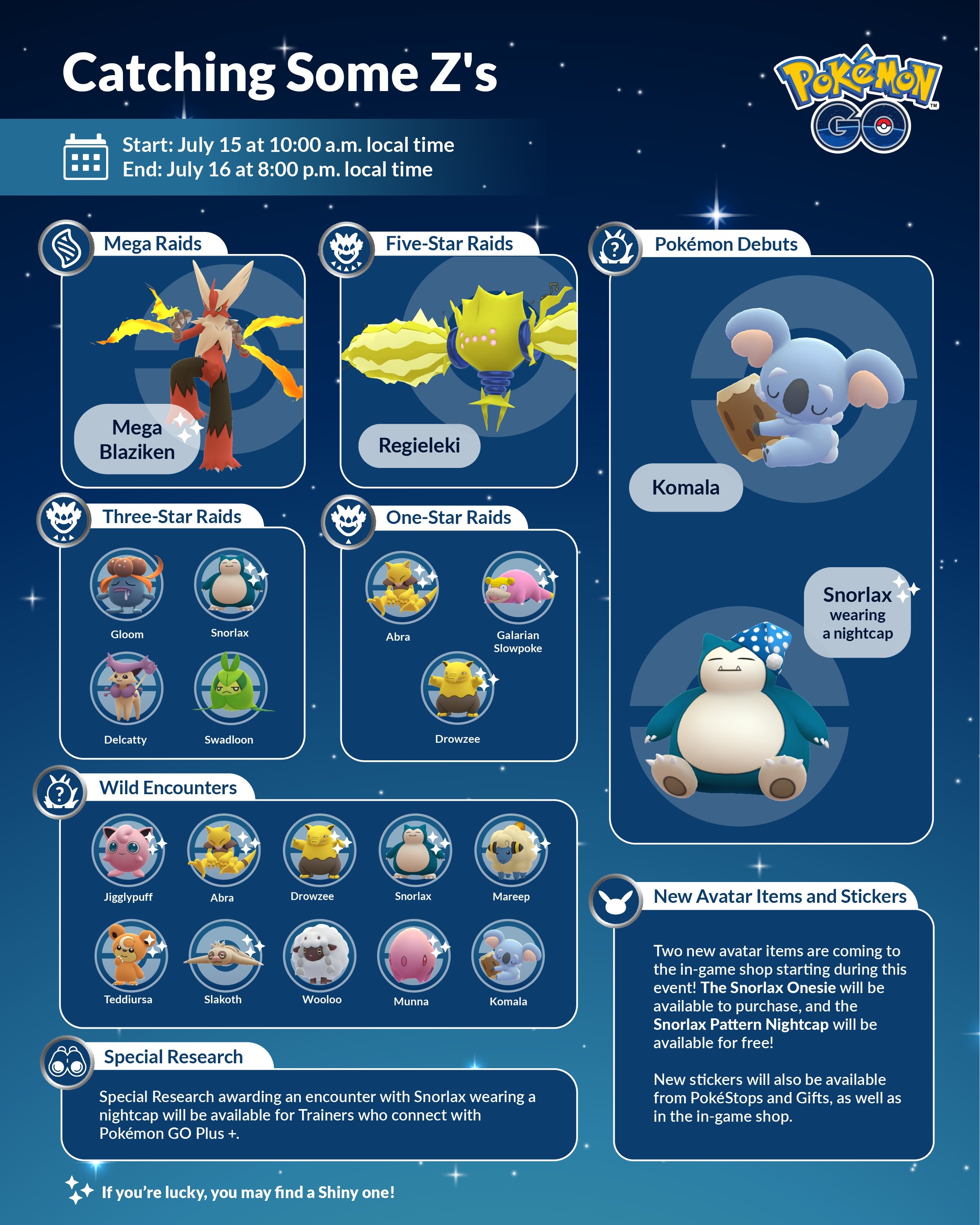 Pokémon GO - Catching Some Z's event infographic