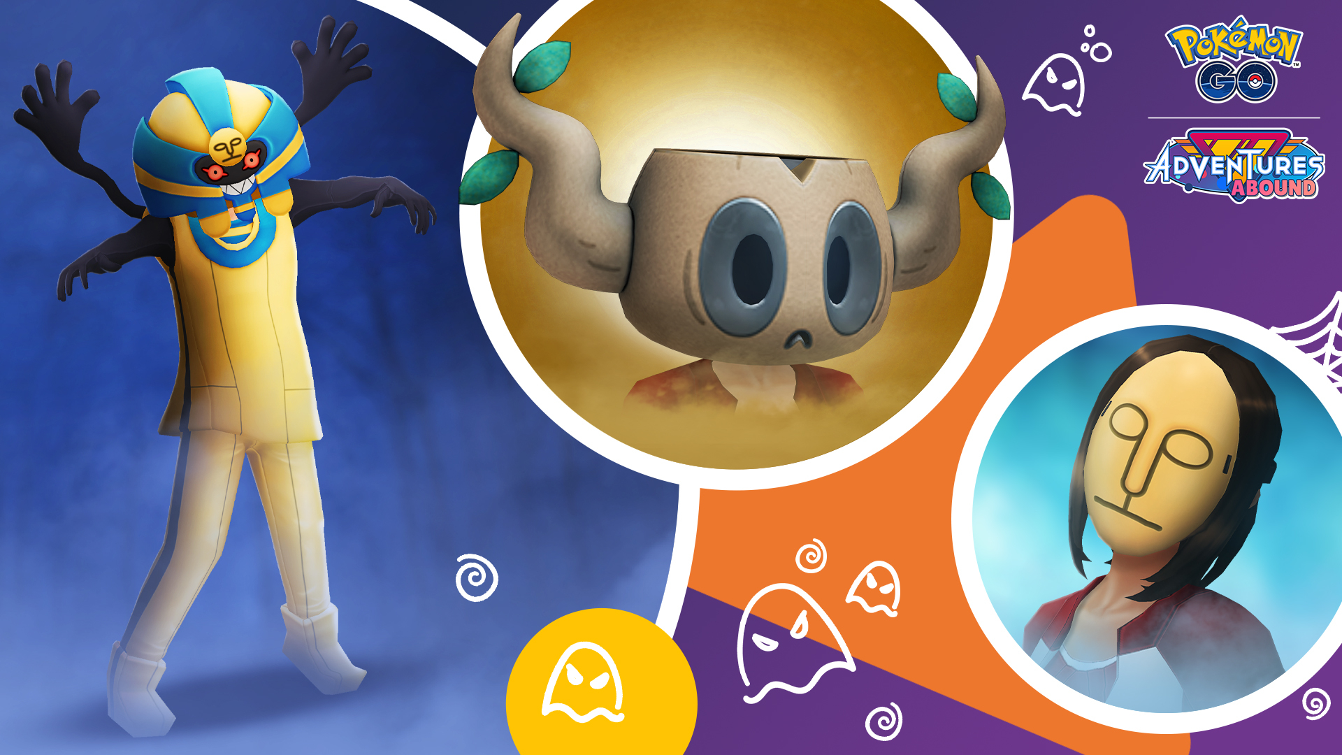 A selection of new Avatar items, including the Cofagrigus Costume and Head, Phantump Head, Yamask Mask, and Greavard Wig