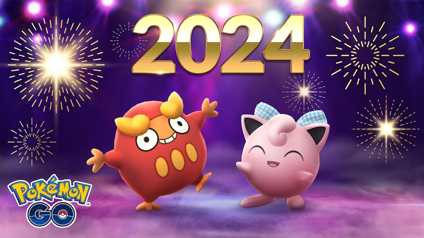 Darumaka and Jigglypuff celebrating the start of 2024