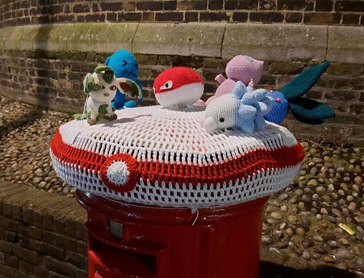 Crocheted Pokémon display in Gillingham, England