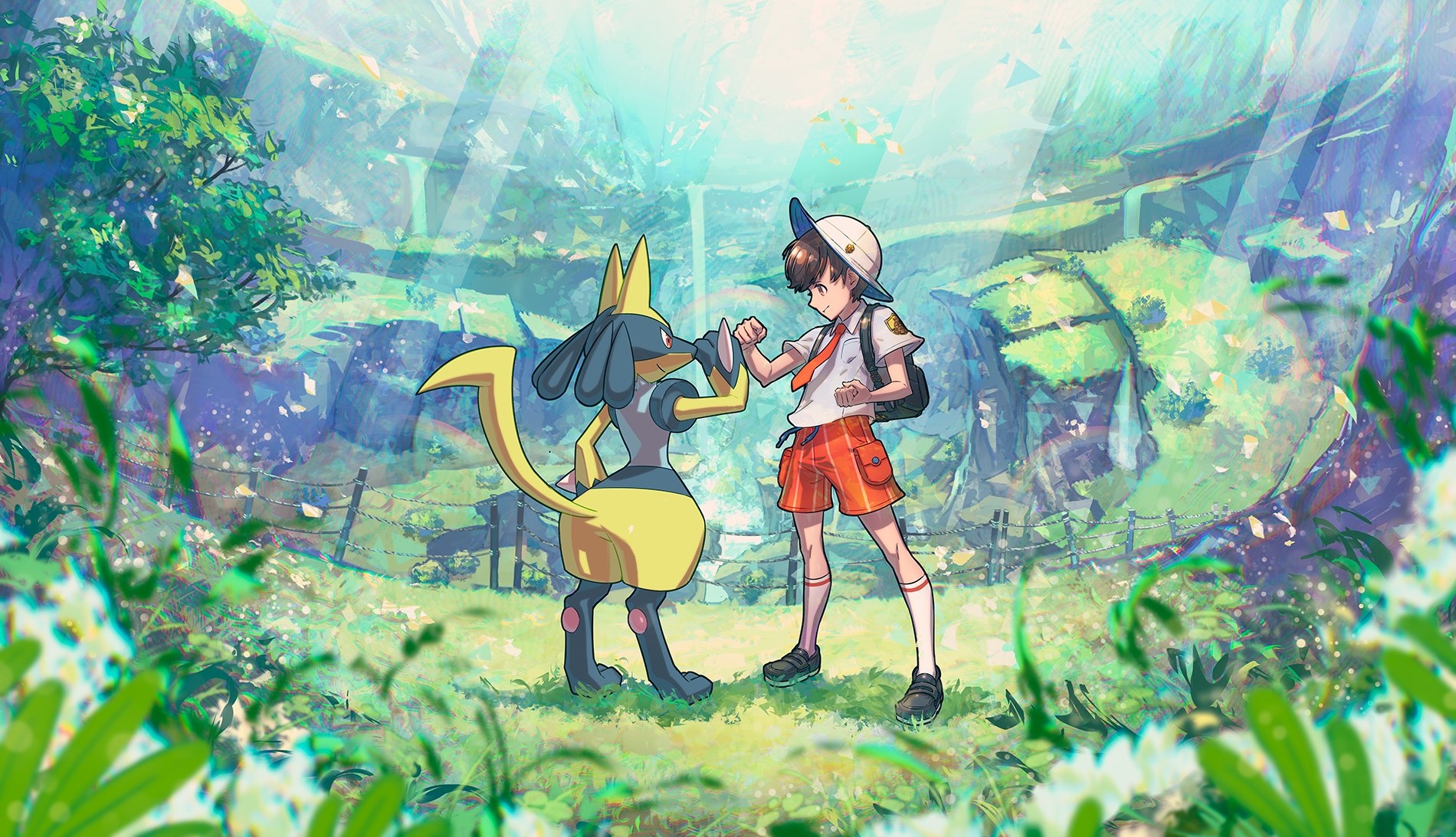 Shiny Lucario together with their trainer