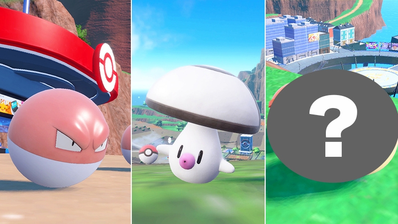 Voltorb, Foongus, and a mystery Pokémon...