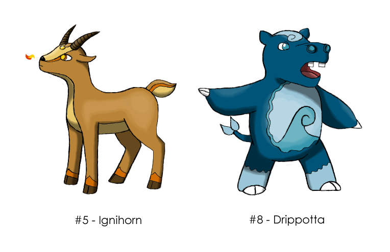 starter_evolutions__ignihorn_and_drippotta_by_great_aether-d7818se.png