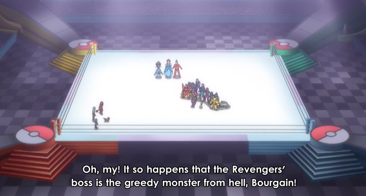 oh, my! it so happens that the revengers' boss is the greedy monster from hell, bourgain!